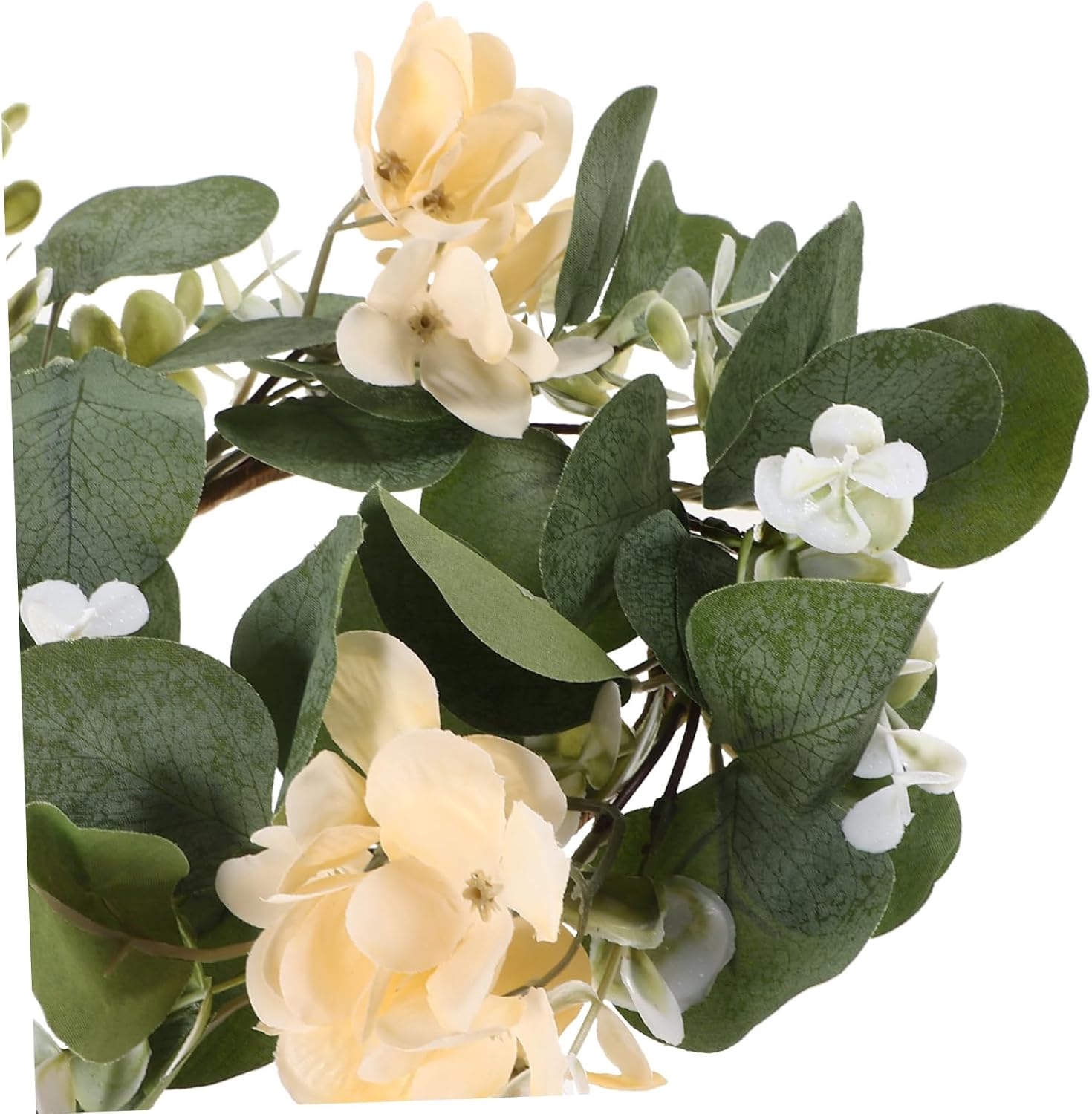 Artificial Plant Wreath Candle Ring Wreath Faux Flower Garland Front Door Tea Light Ring