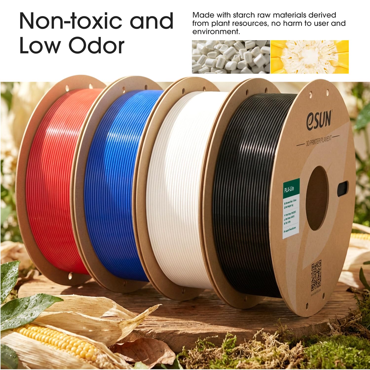 eSUN PLA Lite Filamento 1,75mm,filamento modificato4kg Rosso BluBianco Nero | Precisione dimensionale +/- 0,03 mm. Stampa fluida e veloce senza intasamenti. Materiale premium per stampanti 3D FDM.