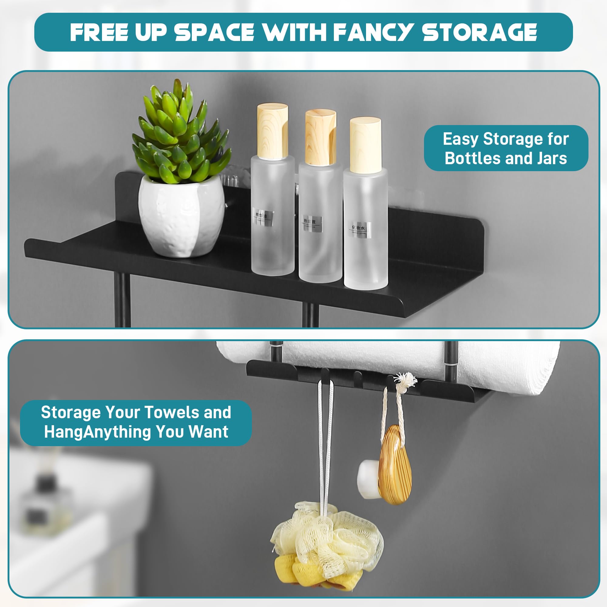 Porte-serviettes Pour Salle De Bain, Support De Rangement Mural Pour