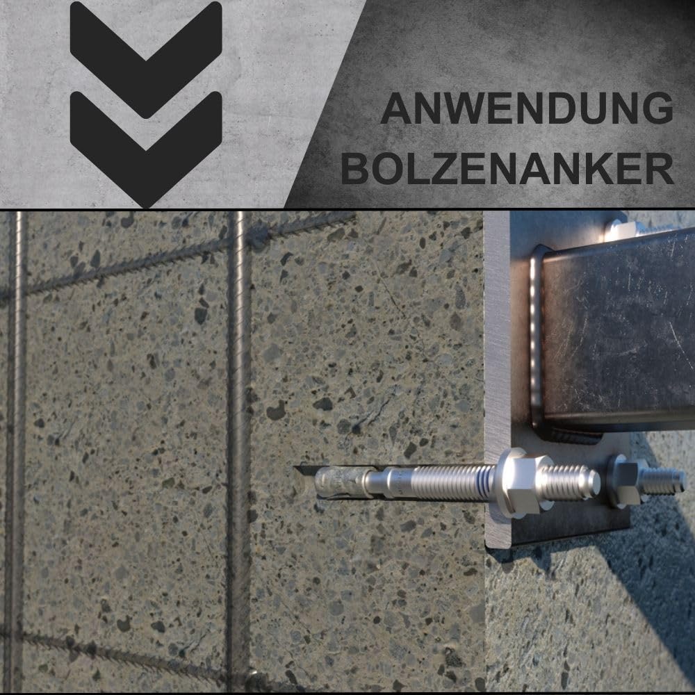 BATIFIX Schwerlastanker M16 x 175, 20 Stück, verzinkt mit ETA Option 1 | Industriequalität Schwerlastdübel Keilanker Bolzenanker Ankerbolzen Blitzdübel Ankerschraube