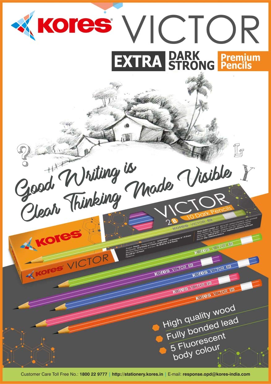 Kores Victor Extra Dark Strong Premium 2B Pencils (10 Pencils