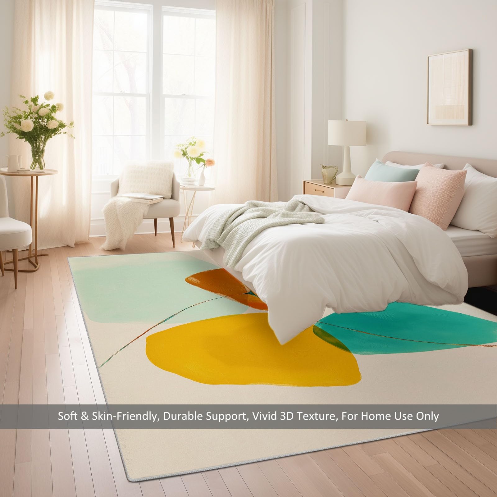 Teppich Pastellfarbene Formen 100 x 160 cm Schlafzimmer Teppiche, Abstrakte Malerei Weich Küche Teppich rutschfest Waschbarer Teppiche, Für Wohnzimmer Esszimmer Eingangsbereich Innen