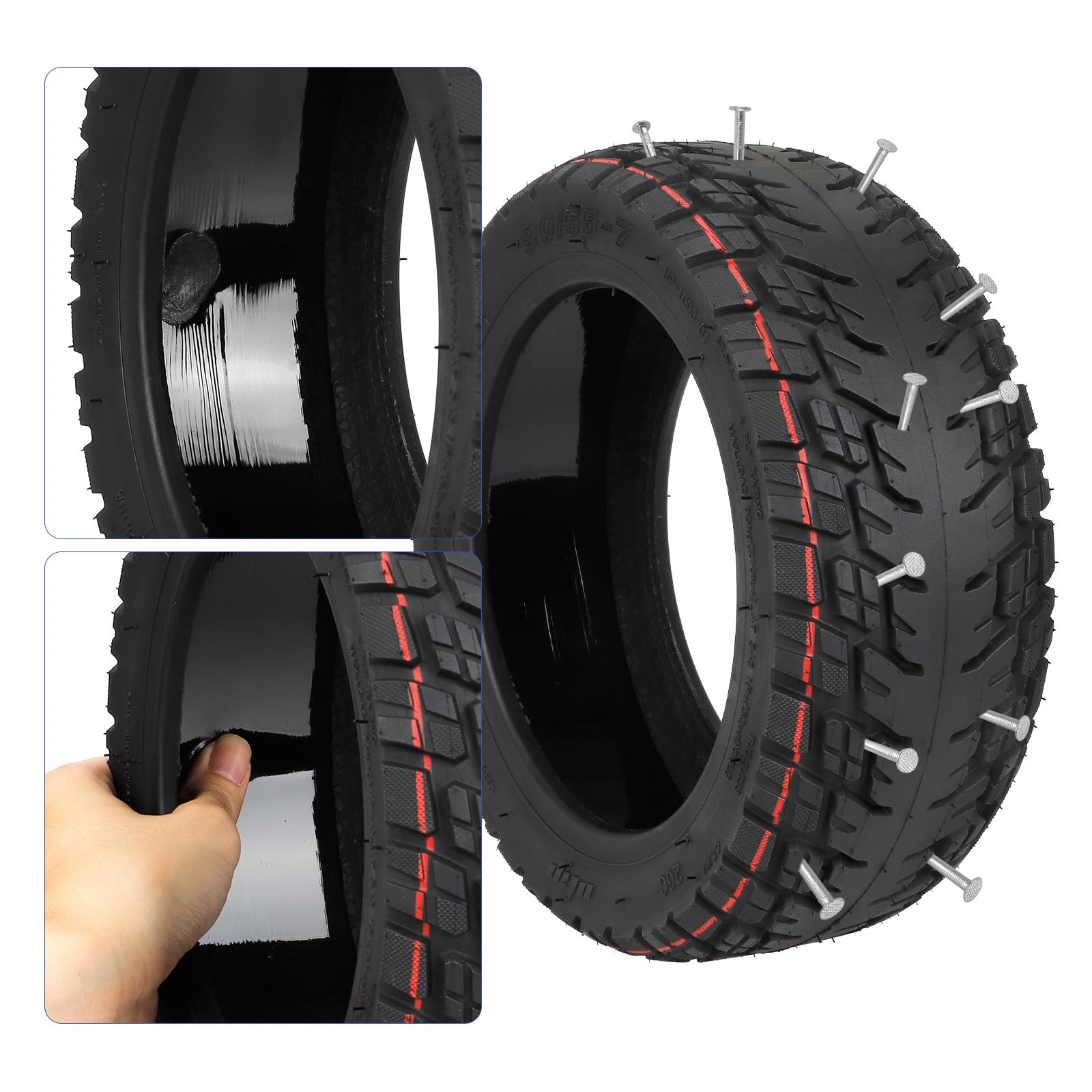 TREFAN 90/55-7 Pneumatici fuoristrada autoriparanti senza camera d'aria per scooter elettrico Segway GT1, GT2, ruote di ricambio autorigeneranti da 11 pollici per evitare forature (1 pezzo)