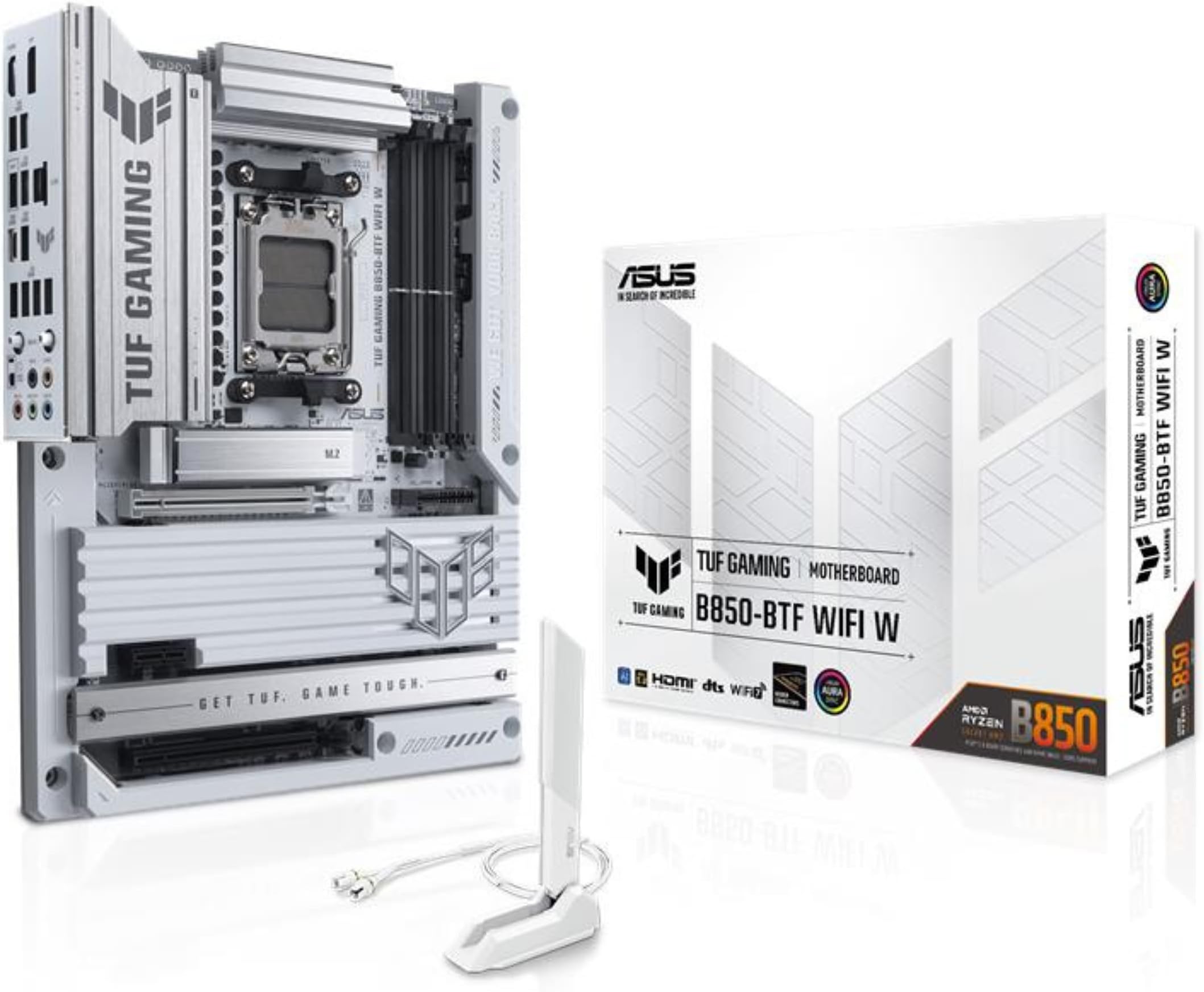 ASUS TUF Gaming B850-BTF WiFi W AMD B850 ATX Motherboard,Hidden-Connector Design, 14+2+1 80A DrMOS Power Stages, DDR5, PCIe 5.0 Ready, 3X M.2, Wi-Fi 7, 2.5Gb LAN, DP, HDMI™, USB 20Gbps Type-C