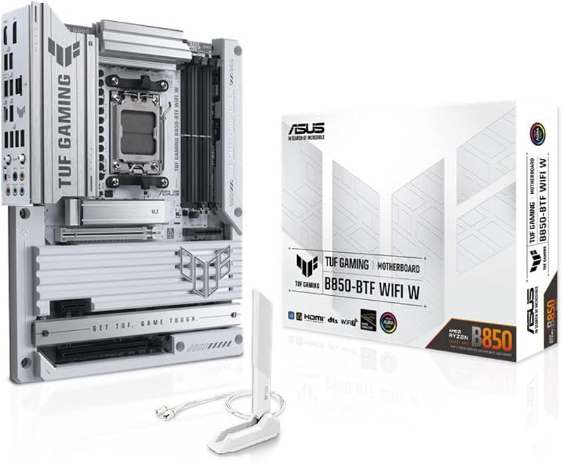 Placa base ASUS TUF Gaming B850-BTF WiFi W AMD B850 ATX, diseño de conector oculto, 14+2+1 etapas de potencia DrMOS de 80 A, DDR5, PCIe 5.0 Ready, 3X M.2, Wi-Fi 7, LAN de 2,5 Gb, DP, HDMI™, USB 20 Gbps tipo C
