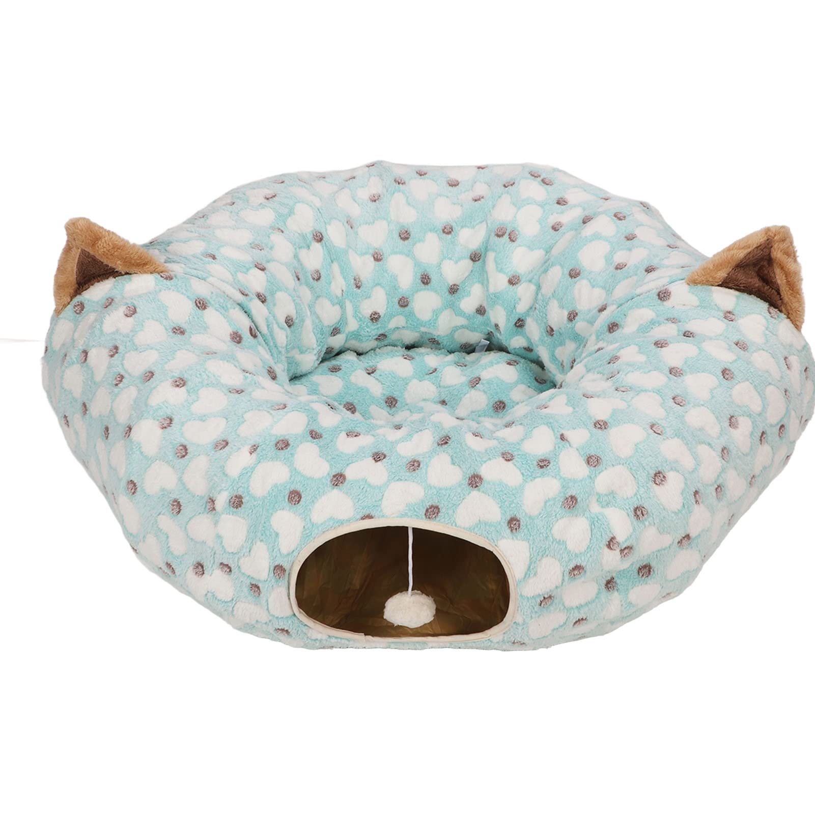 Tunnel pour chat pliable 3 voies contre l'ennui avec grand tapis polaire chaud bleu
