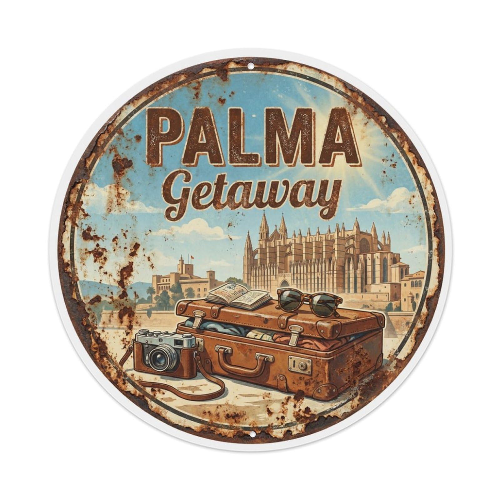 Tgrcjimh Style Metal Tin Sign Vintage Travel Palma Spain Vacation