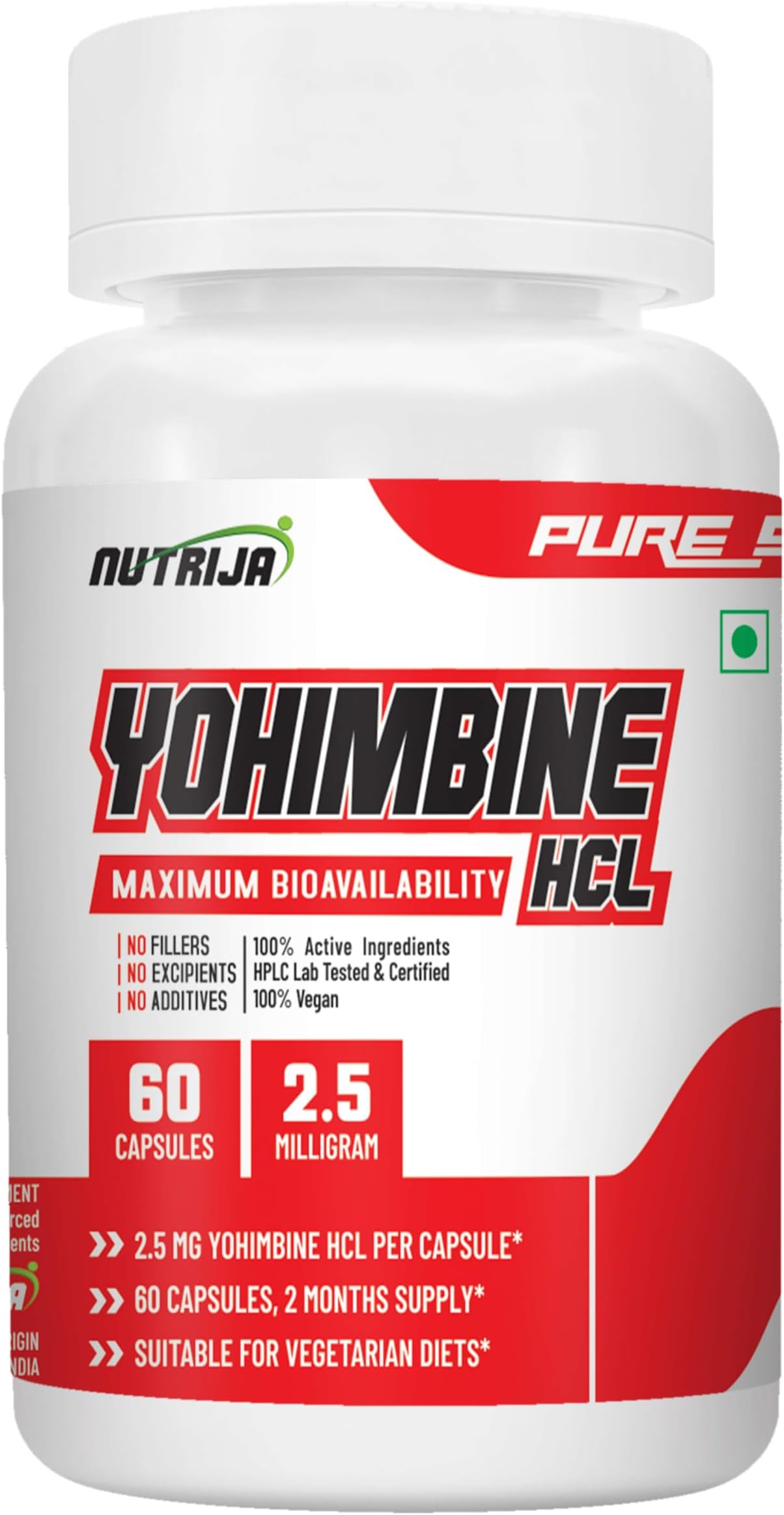 NutriJa Yohimbine HCL 2.5mg - Pack of 60 Capsules