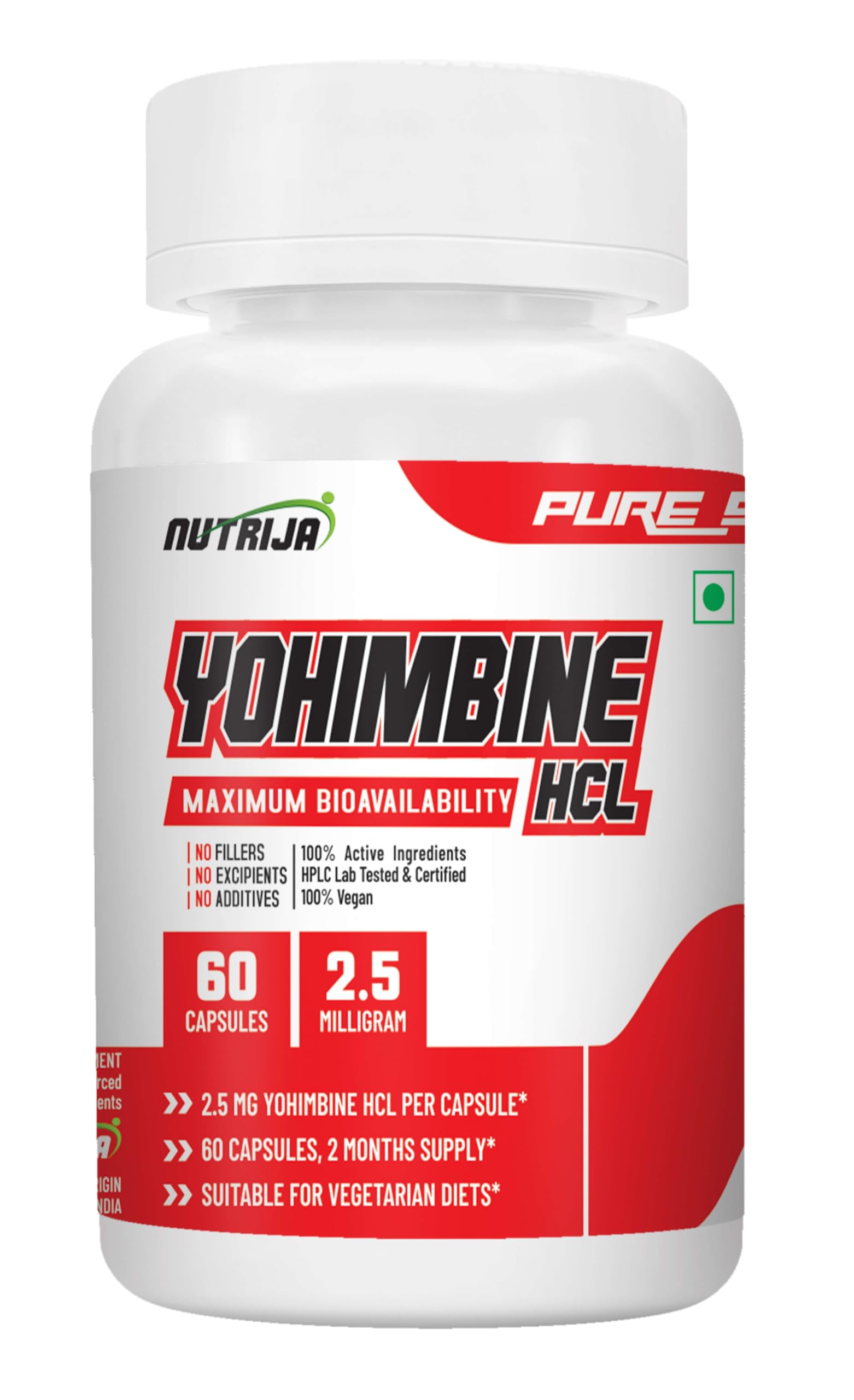 NutriJa Yohimbine HCL 2.5mg - Pack of 60 Capsules