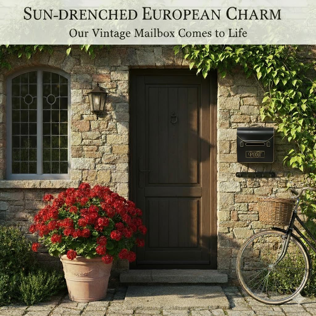 Wall-Mounted Mailbox with Newspaper Holder, Waterproof & Rust-Proof Galvanized Steel, Large Capacity for Outdoor Use, 13.82 x 12.8 x 4.17 Inch-Black