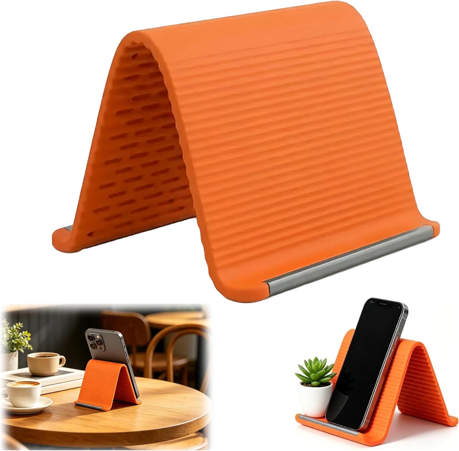 Foldable Silicone Phone Stand, Orange