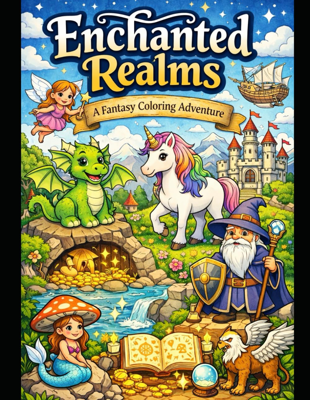 Enchanted Realms: A fantasy colouring adventure