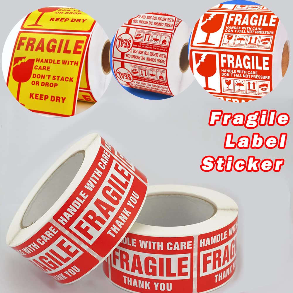 Autocollants Fragiles Lot De 1000 - Étiquettes Avertissement Pour Colis, Déménagement - 25x75 Mm