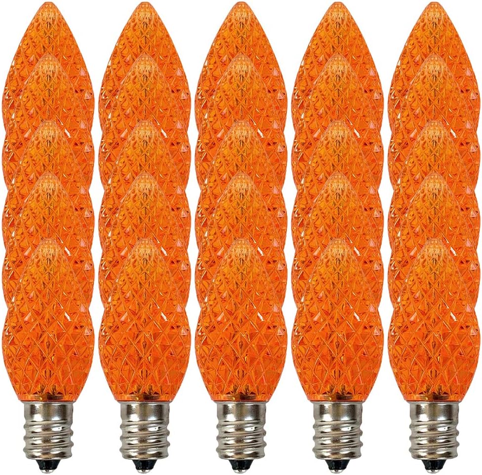 C7 Yellow Faceted LED Bulbs - 5 Pack of Yellow Faceted C7 Replacement Bulbs