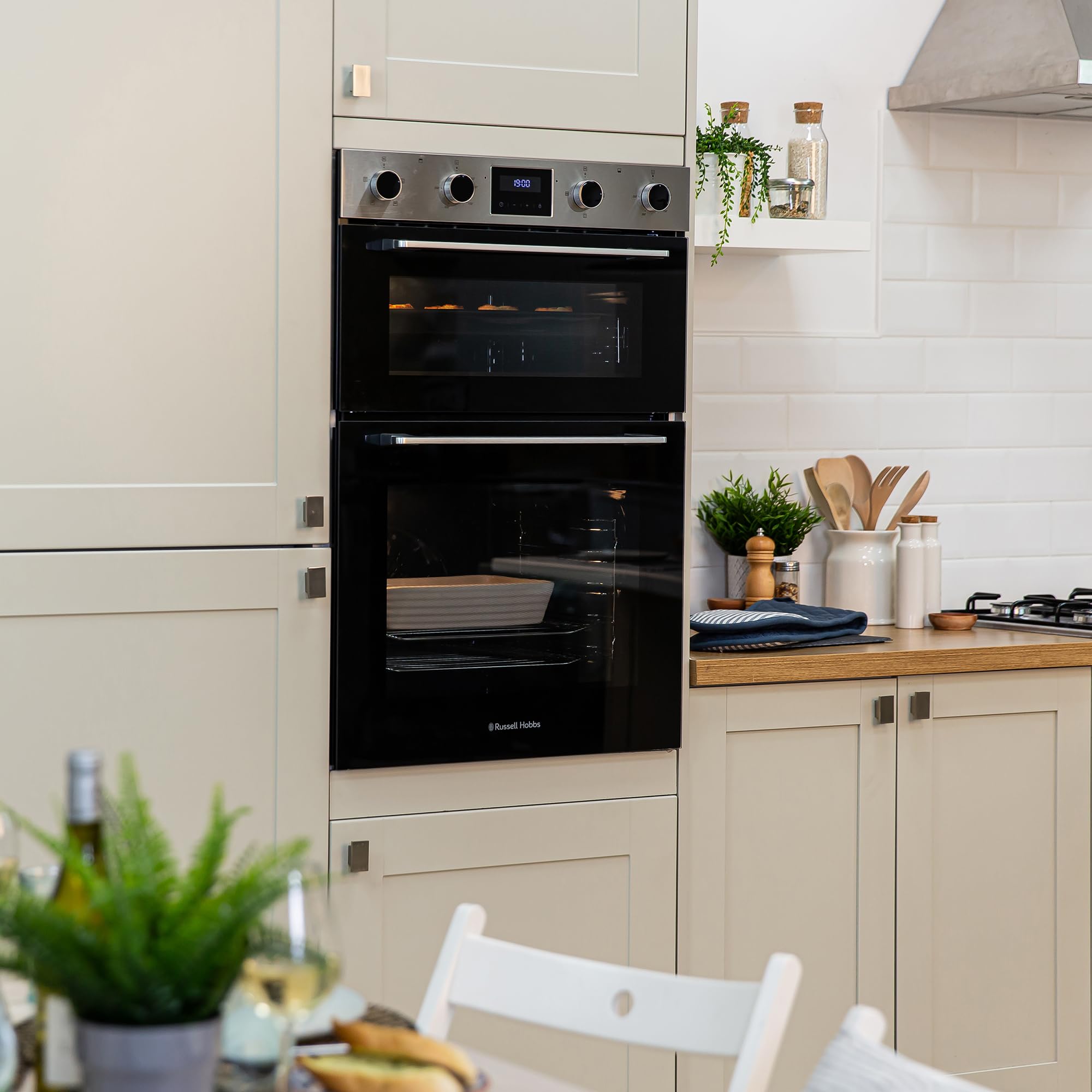 Russell Hobbs 89cm High, 60cm Wide, Stainless Steel, 110L, Built-In, Electric Fan Double Oven, RH89DEO2002SS - Free 2 Year Guarantee — view 7