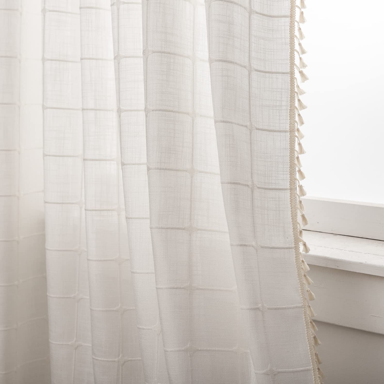 Amazon.com: Deeprove White Boho Curtains for Bedroom 84 Inches Long ...