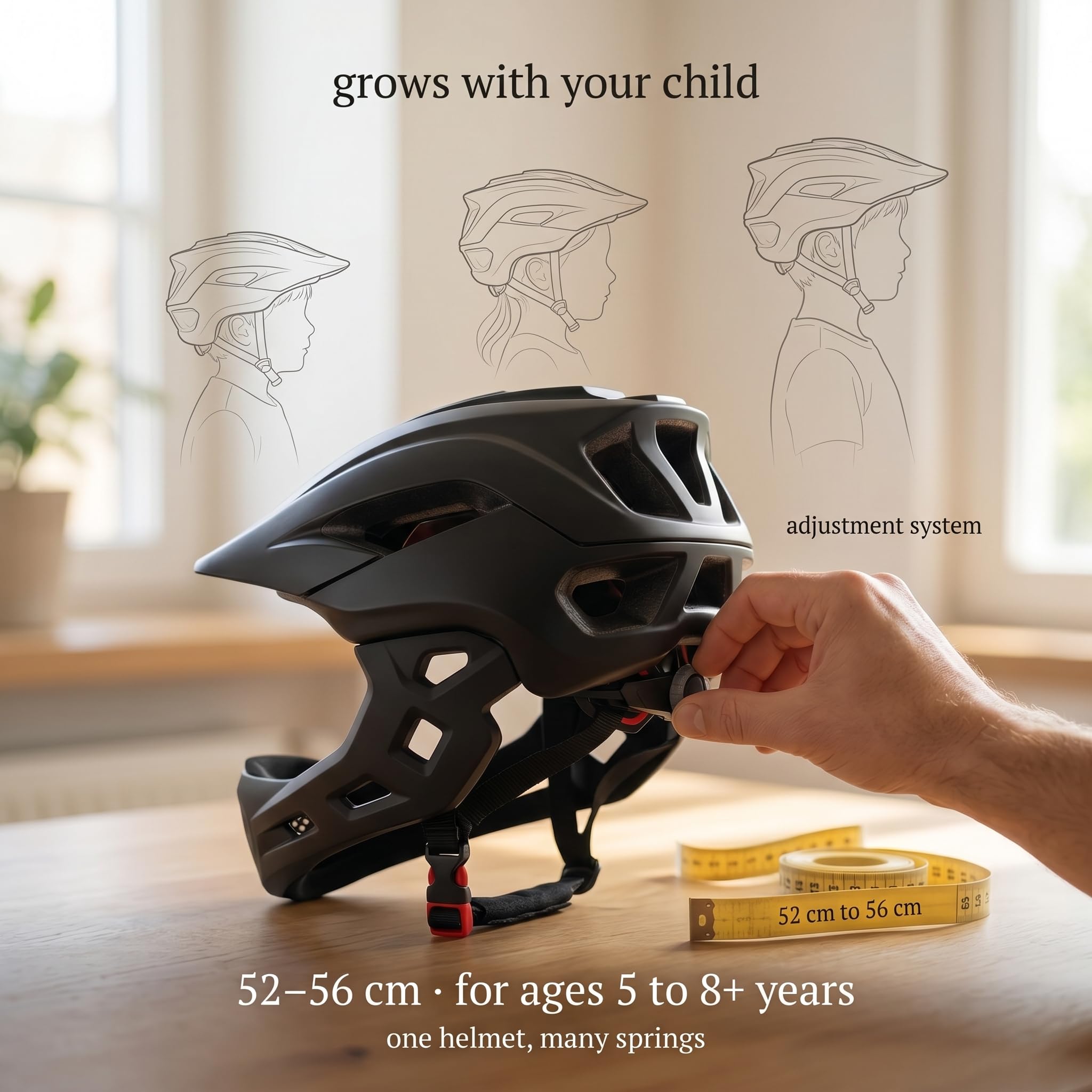 Casco da Bici per Bambini 2 in 1, Casco Integrale da BMX Dirtbike Skateboard Mountain Bike con Mentoniera Staccabile, per Bambini Adolescenti Adulti 5 8 Anni