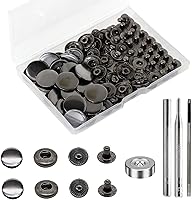 Vista 32 de 24 juegos de broches de presión de cuero resistentes, kit de BetterJonny, botones de presión de metal de 20 mm, remaches de cuero, con 4