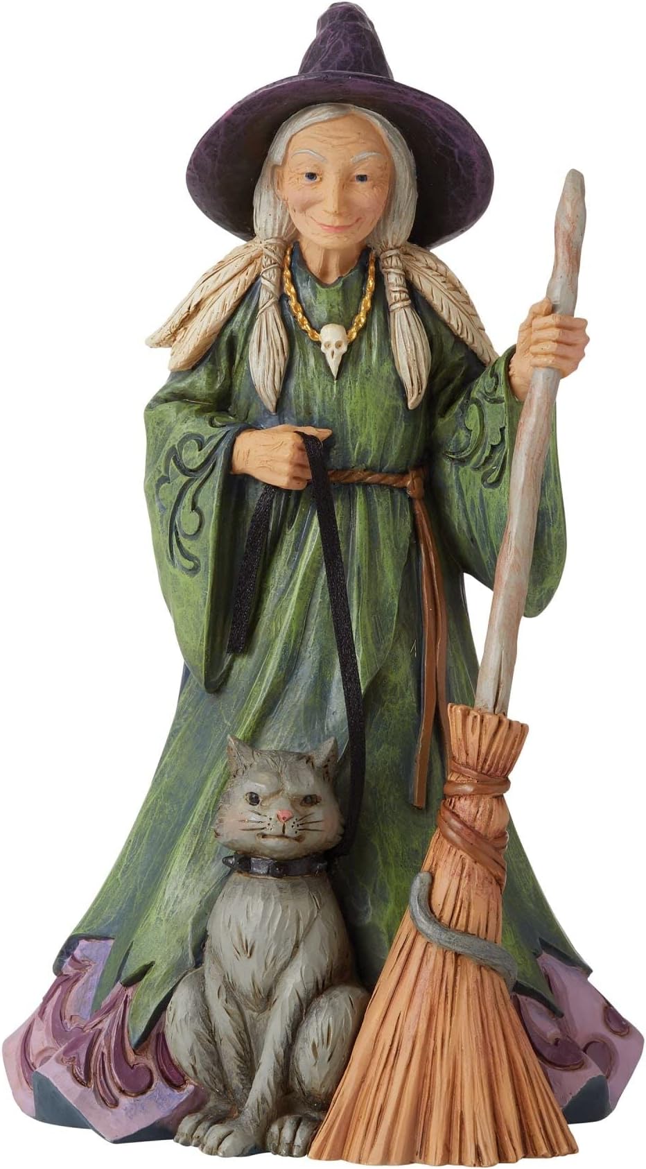 Enesco Jim Shore Witch with Cat and Broom Figurine, 8.66 Inches