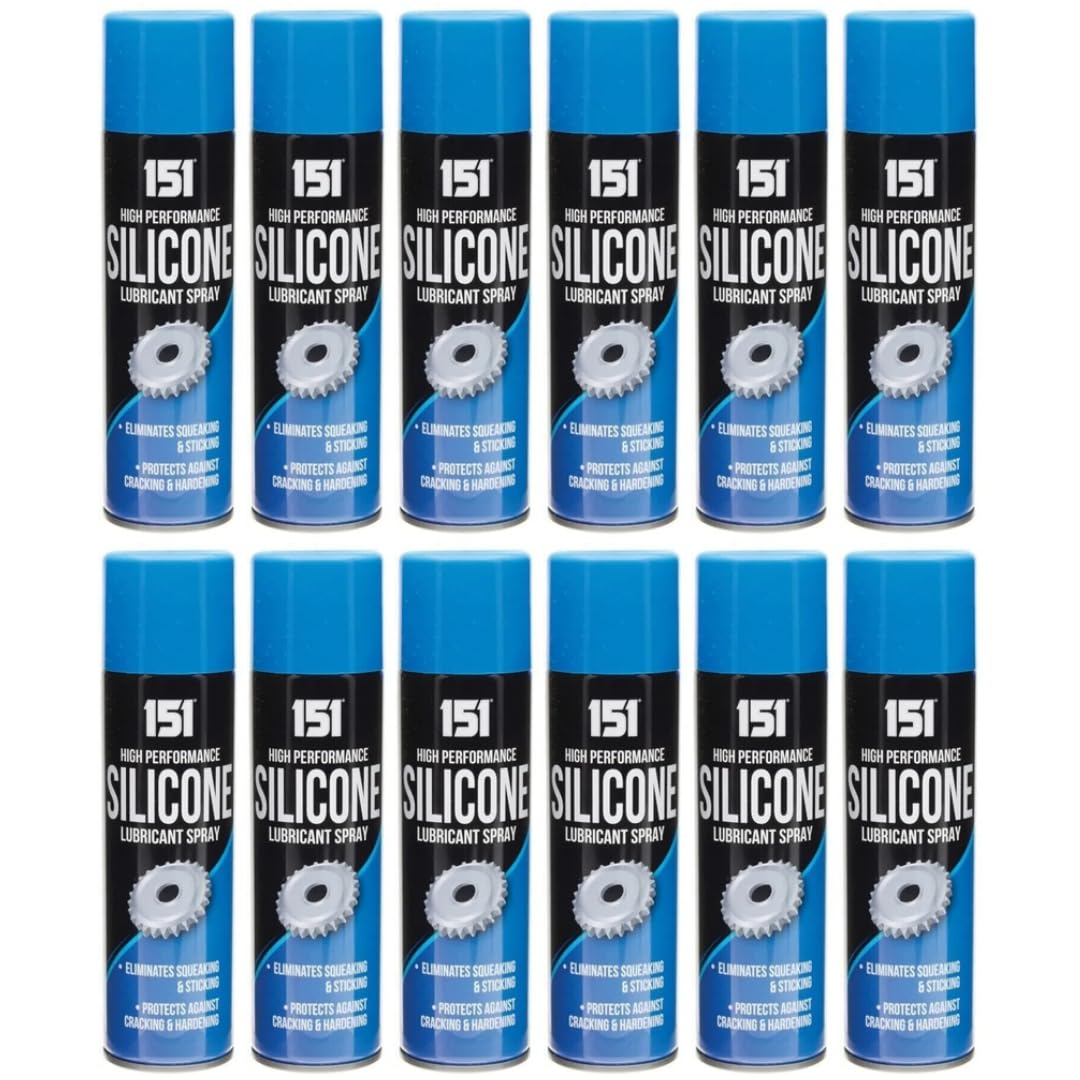 151 High Performance Silicone Lubricant Spray, Temperature Resistant, Water-Resistant, Multi-Purpose, 200ml, Pack of 12