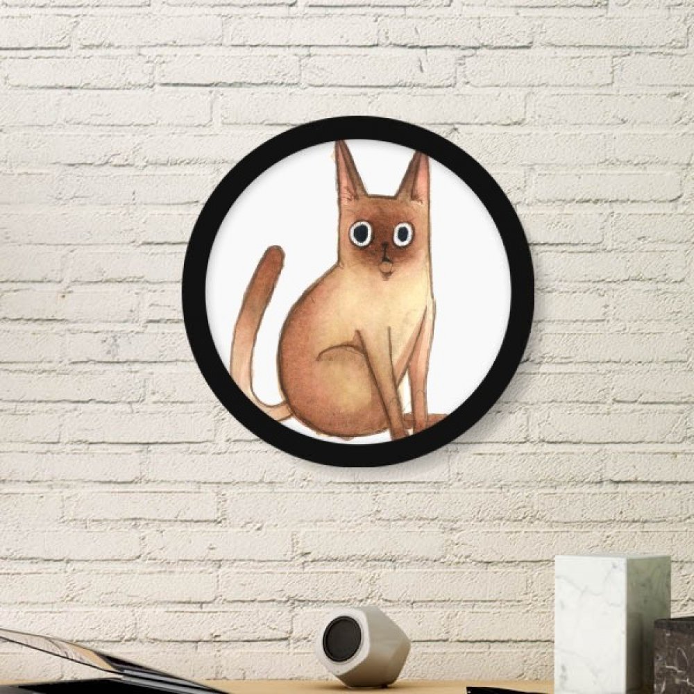 Cadre photo en bois ronde Chat Siamois Aquarelle pour votre salon