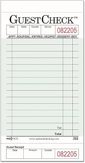 National Checking NTC G3632 Guest Check Pad with Customer Receipt Stub, 3 1/2" Width x 6 3/4" Height, 50 Checks/Pad (Pack of 50)