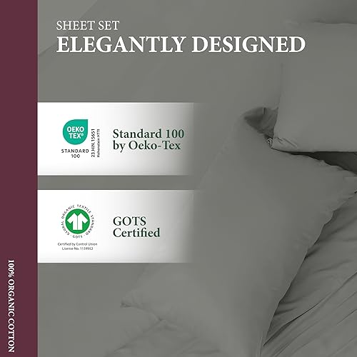 Miniatura 5 de Ashton Sheets Juego de sábanas 100% algodón orgánico tamaño King - Juego de 4 piezas de sábanas de algodón orgánico tejido de percal tamaño King,