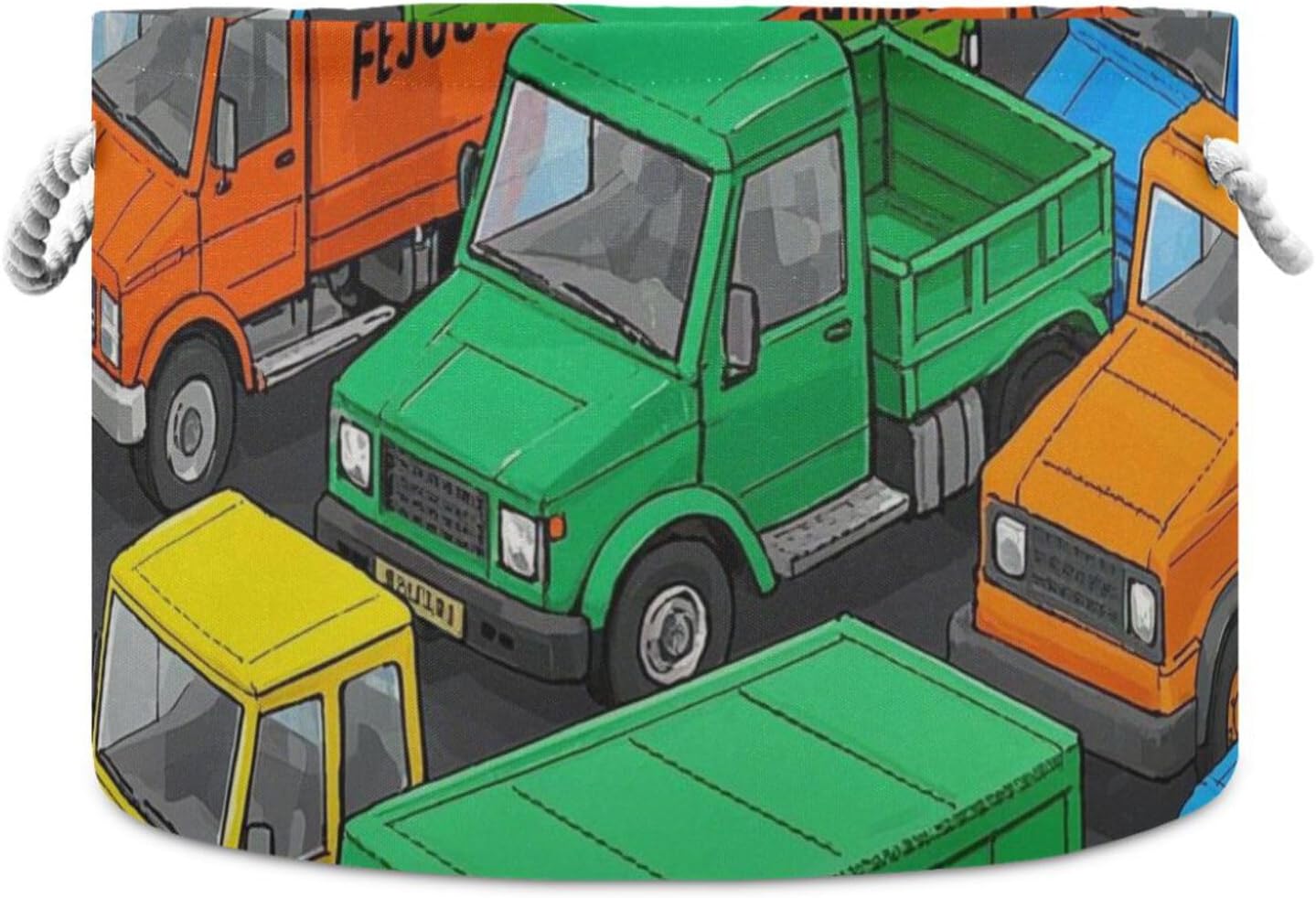 Cute Cartoon Traffic Car storage basket collapsible and waterproof clothes storage basket with sturdy handle round 19 gallon bins for office pantry house