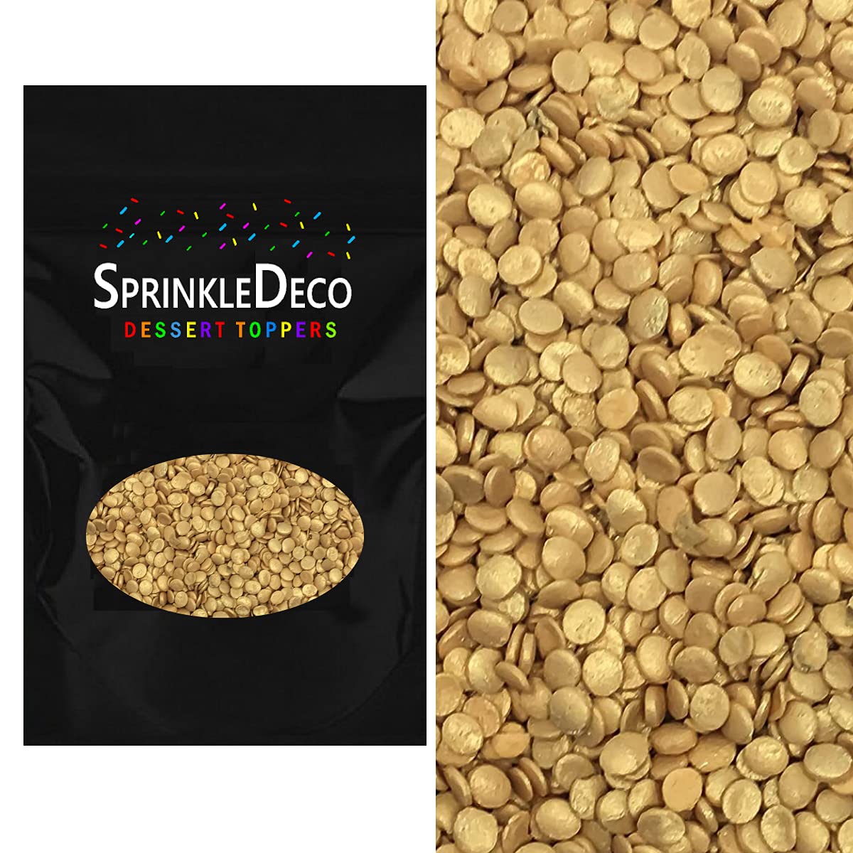Sequin Confetti Sprinkles for Cakes and Cupcakes 4 oz (Gold)