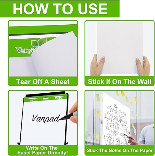 Miniatura 3 de Almohadilla de caballete adhesivo de 15 x 18 pulgadas, 35 hojasbloc, 4 blocs por paquete, 140 hojas, papel de caballete adhesivo blanco grande para