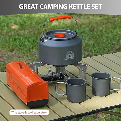 Miniatura 2 de INFOOD Juego de hervidor de camping de 2.5 litros, cafetera de té de campamento con 2 tazas y bolsa de transporte para acampar al aire libre,