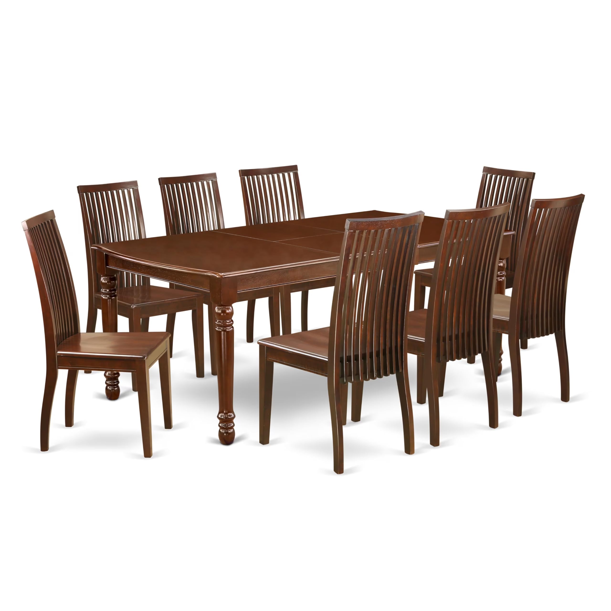 East West Furniture DOIP9-MAH-W 9 Piece Dining Room Furniture Set Includes a Rectangle Wooden Table with Butterfly Leaf and 8 Kitchen Dining Chairs,