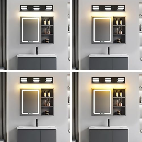 Miniatura 7 de Moderna lámpara LED para tocador de baño (3 luces, 24 pulgadas) (5CCT, regulable), negro mate moderno para pared de baño (3000 K3500 K4000 K5000
