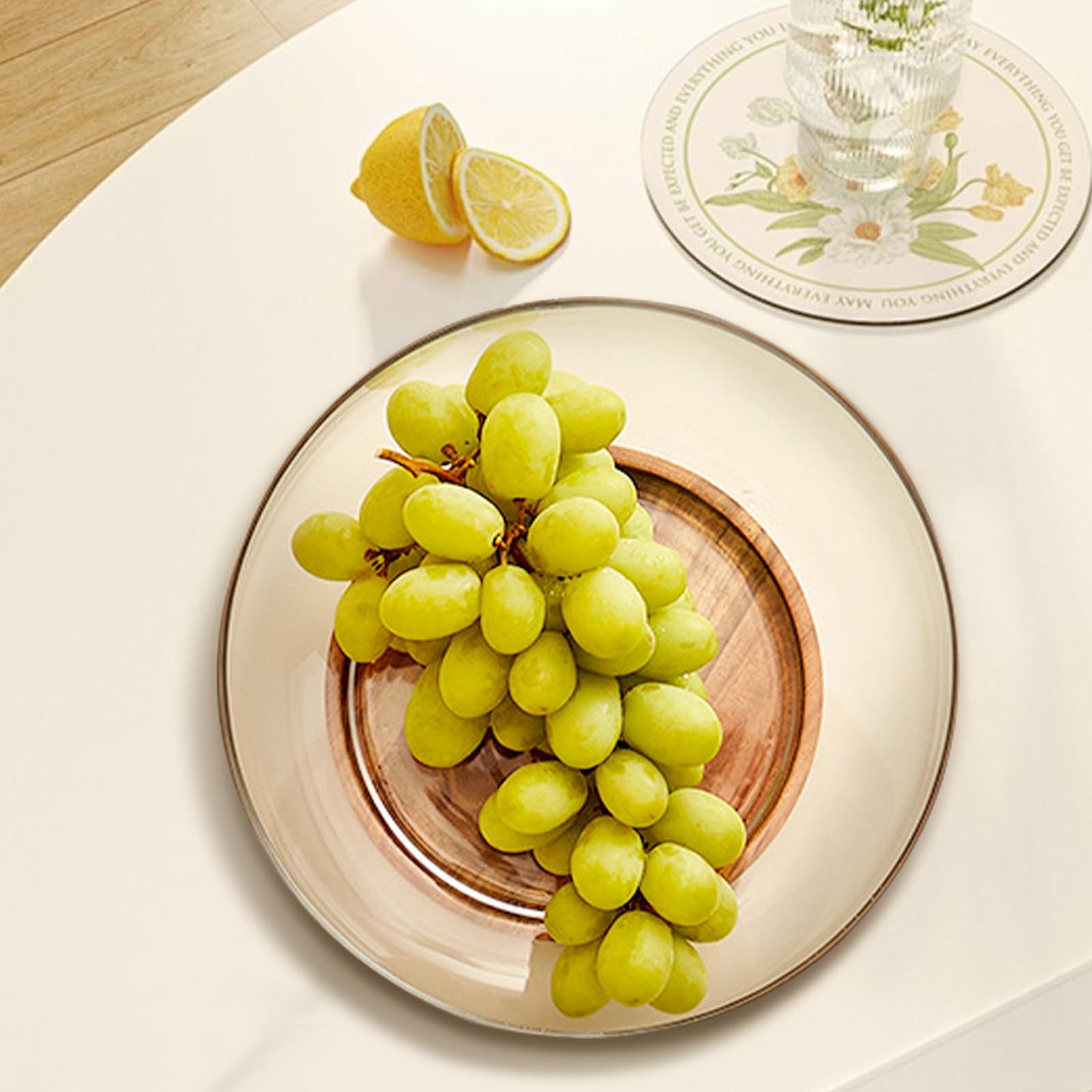 Ensaladera grande con 1 cuchara y 1 cucharada, cuenco de ensalada de vidrio con base, servir para fiestas, frutas, ensalada, patatas fritas
