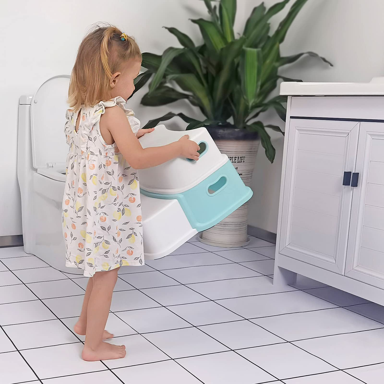 2 Step Stool for Kids, SKYROKU Toddler Stool for Potty Training