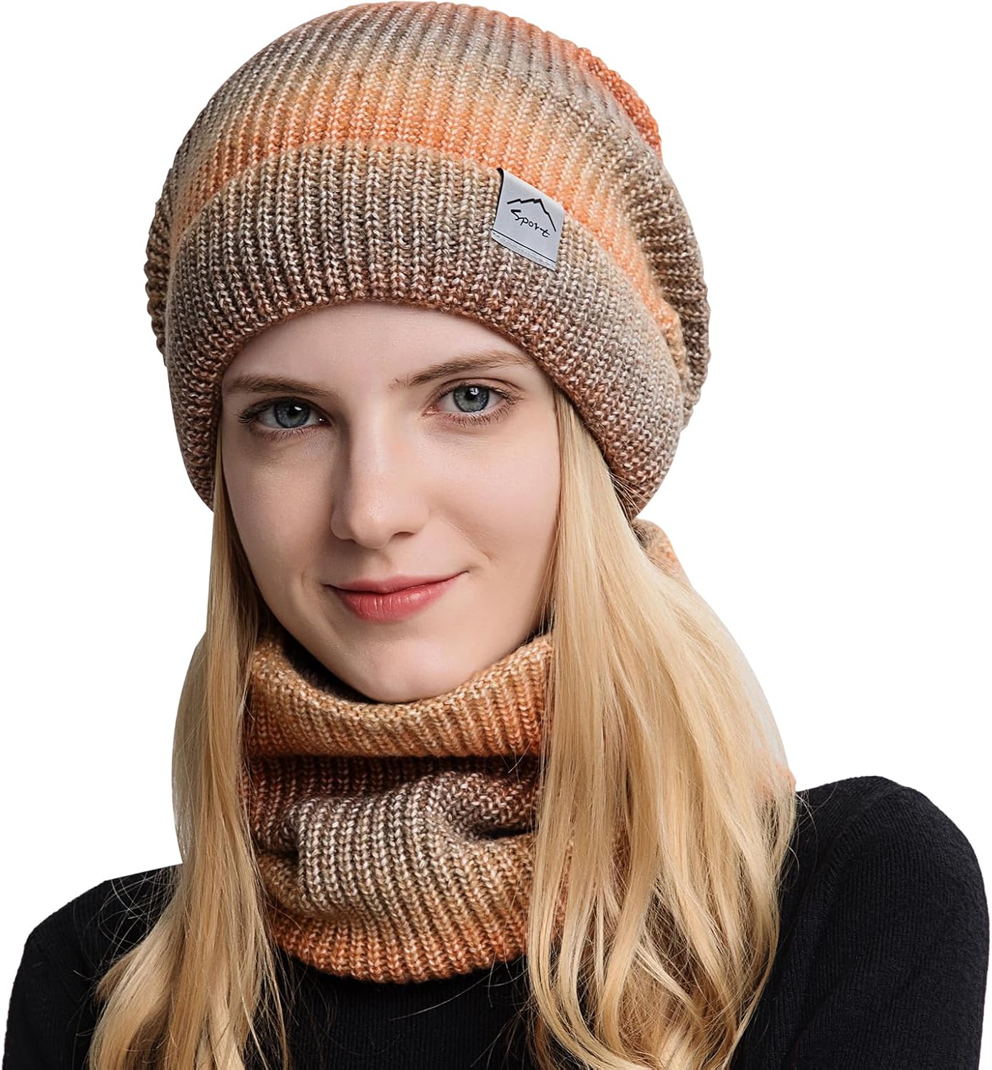 tagvo winter hat and loop scarf women's winter warm hat beanie scarf set with thick fleece lining for ski