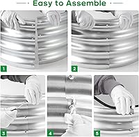 Vista 7 de JERIA Cama de Jardín Elevada, Galvanizada Elevada 2 PCS 2×2×1ft Cajas de Plantación para Exteriores con Fácil Montaje, Cama de Jardín Redonda