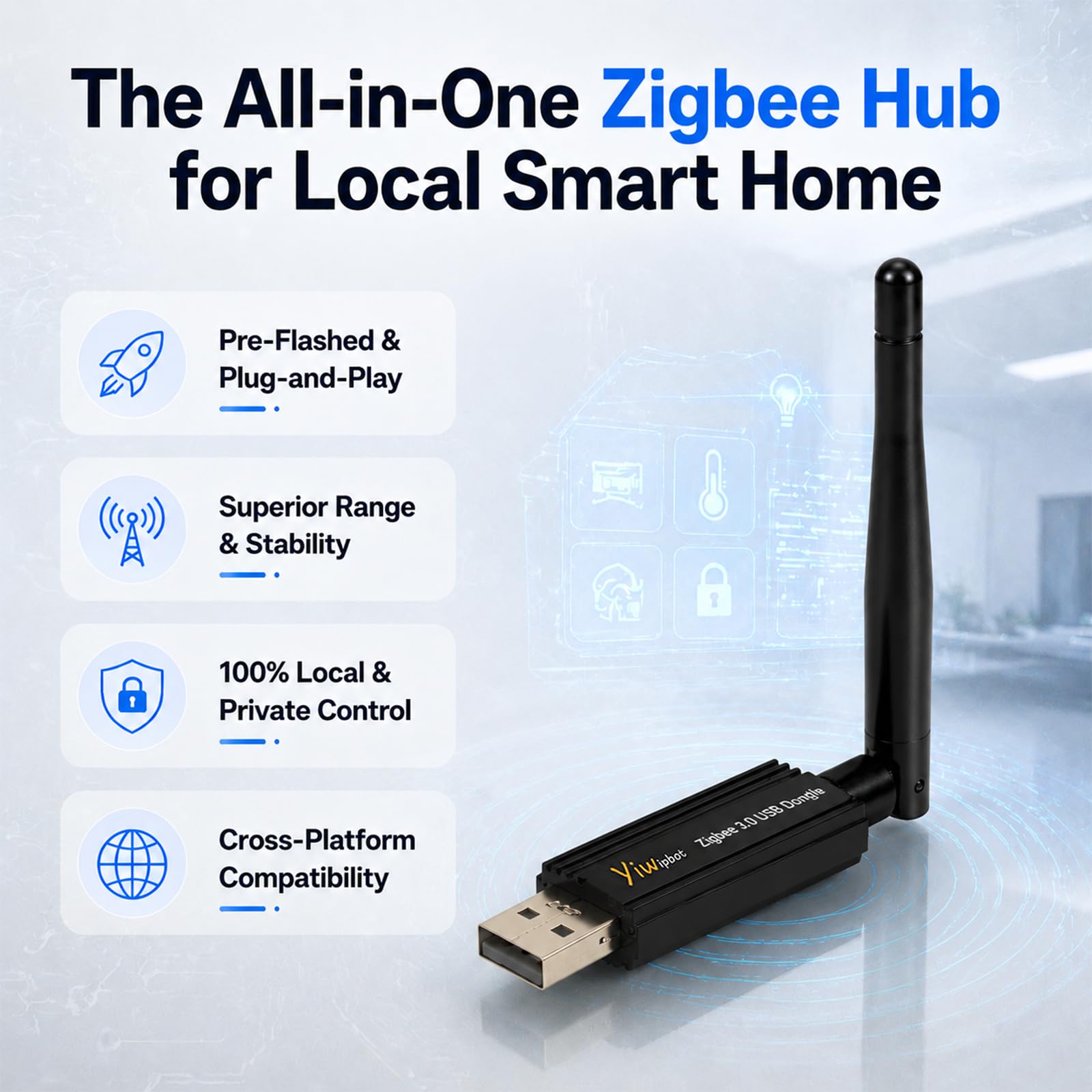 Zigbee 3.0 USB Dongle EFR32MG21, antenna 3dBi universale Zigbee Gateway Coordinatore per Home Assistant & Zigbee2MQTT