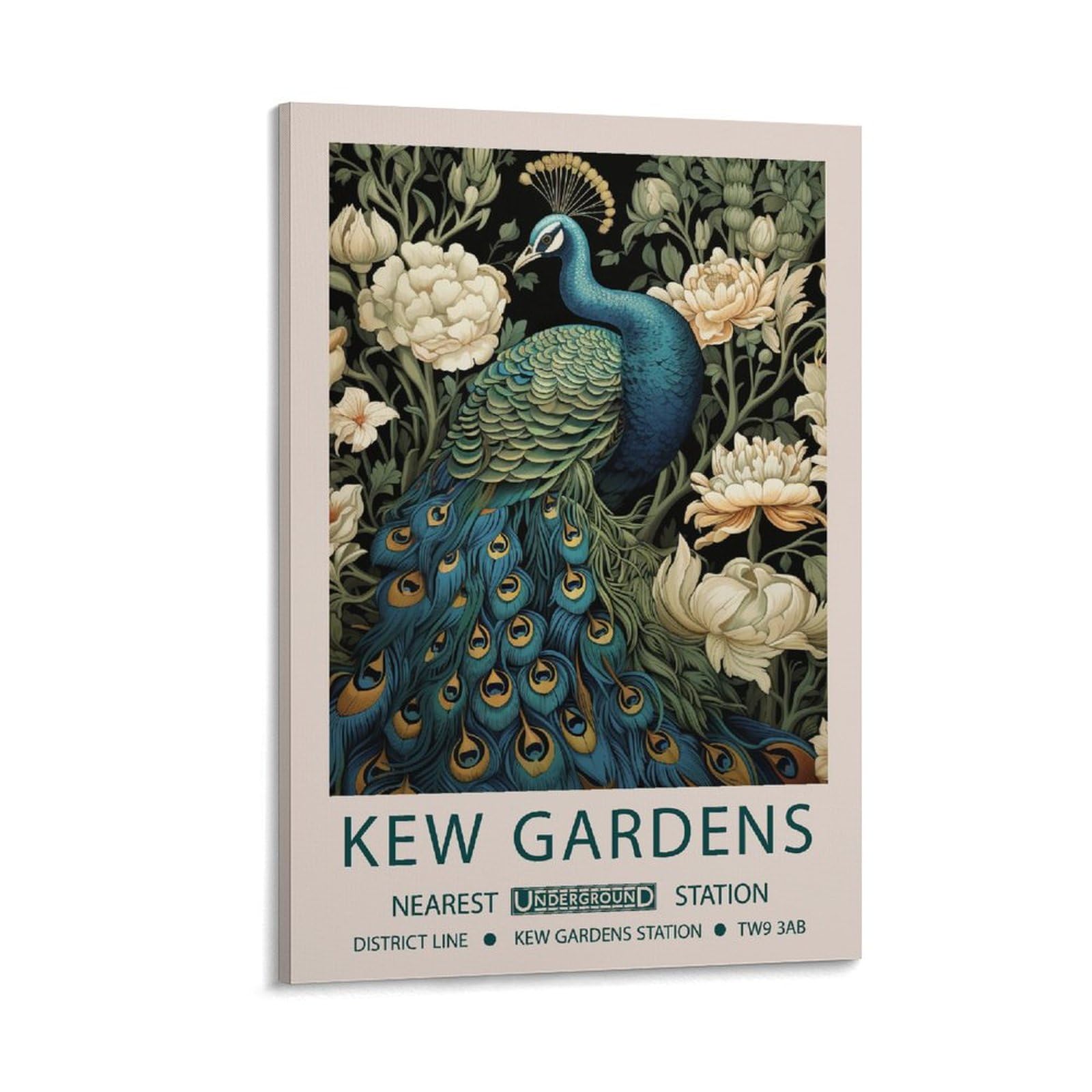 William Morris Kew Gardens Peacock Plant Poster Canvas Wall Art Farmhouse Gallery Aesthetic Room Decor For Bedroom Bathroom 16x24inch(40x60cm)