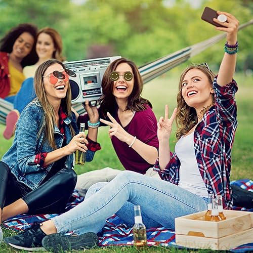 Miniatura 6 de ARTUFABU Divertidas gafas de sol hippie Gafas de sol redondas hippie retro, accesorios hippie, lentes de sol en forma de círculo, gafas de sol