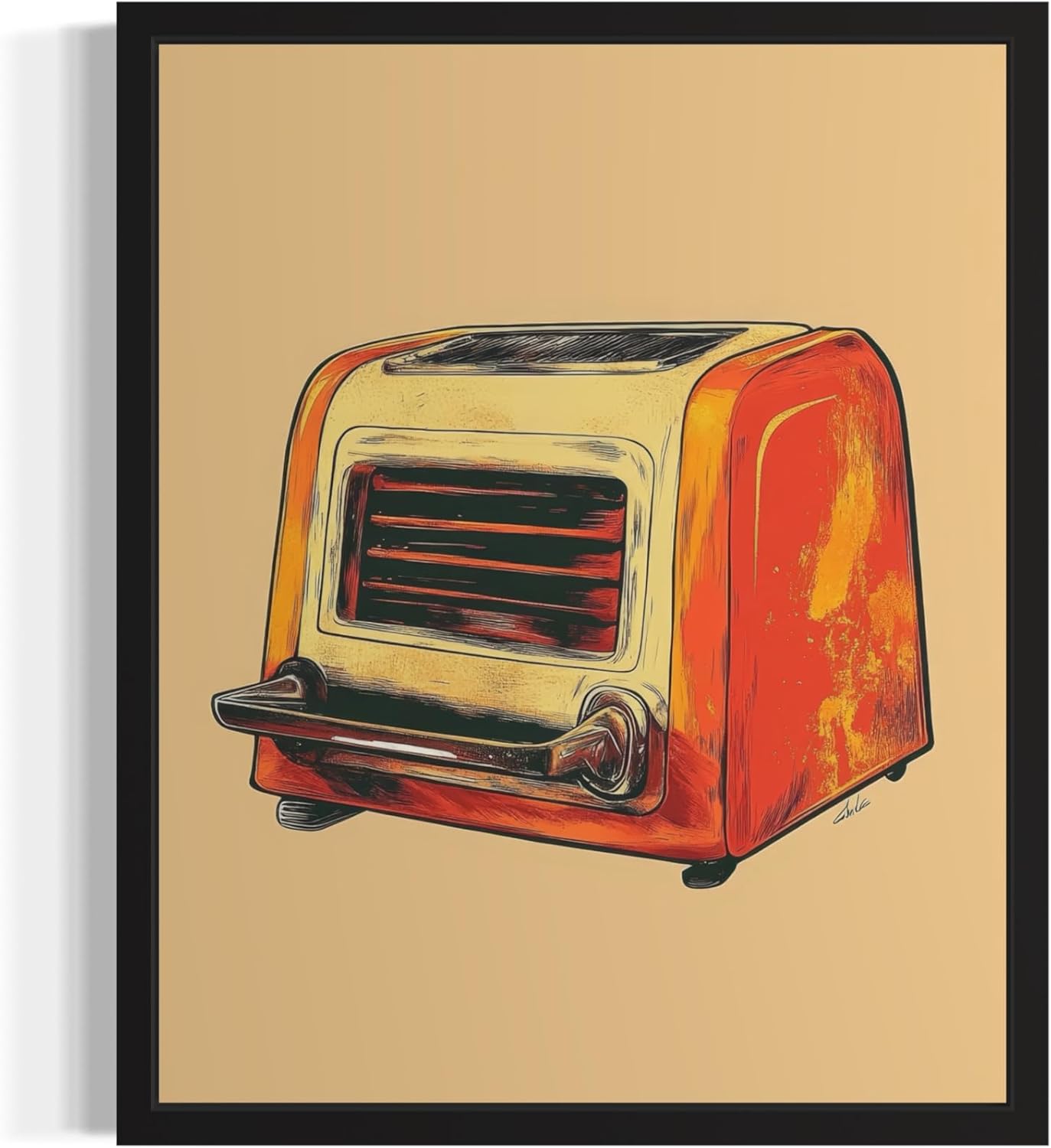 Toaster Pop Art Print Poster, Vintage Retro Wall Art Decor Paintings Classic Artwork for Bedroom Living Room Decorations. Gallery 14C (Toaster, 16 x 20 inches, Black Frame)