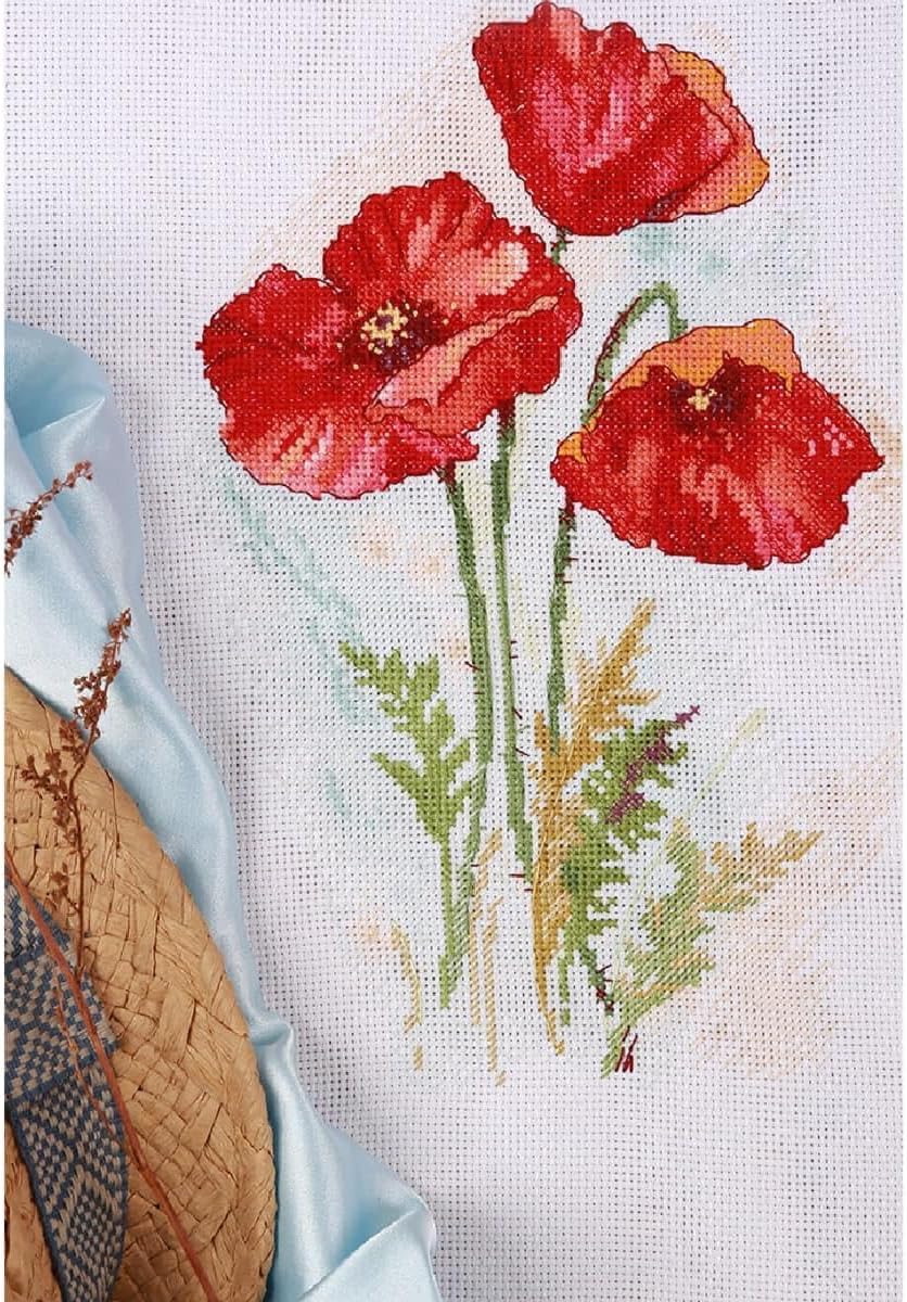 PANNA Counted Cross Stitch kit Watercolour Poppies, 19x26cm, DIY