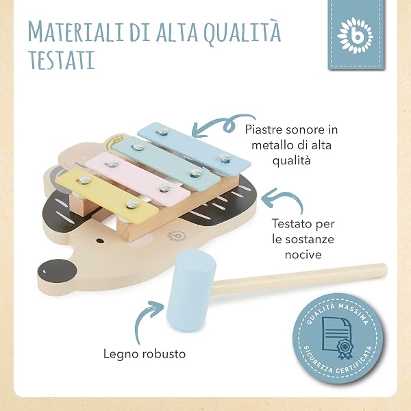 BIECO Xilofono Bambini 1-4 Anni, Legno, Multicolore - 5