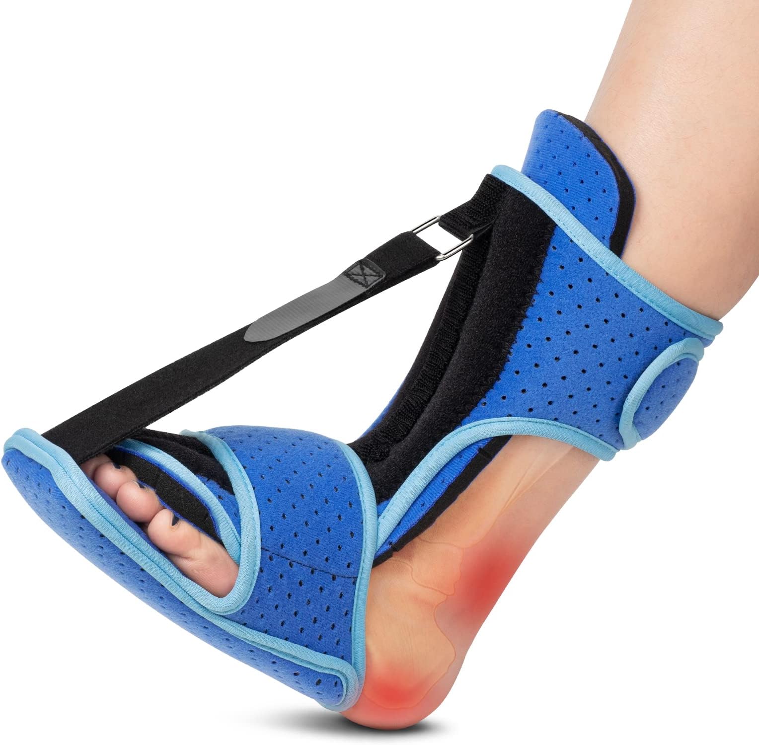 WXY Plantar Fasciitis Night Splint Foot Brace with Support Plate - Dorsal Night Splint for Plantar Fasciitis Women Men - Plantar Fasciitis Relief Achilles Tendonitis Foot Drop Heel Pain Black-Blue