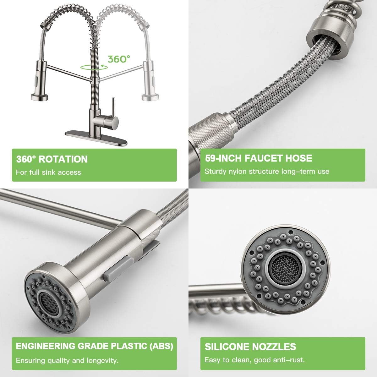 π₯ Kitchen Sink Faucet,Spring Brass Kitchen Faucet with Pull Out Sprayer, Single Handle Kitchen faucets with Deck Plate for Commercial Laundry Bar Sinks,Nickel Black Friday - 80% OFF Kitchen Sink Faucet,Spring Brass Kitchen Faucet with Pull Out Sprayer, Single Handle Kitchen faucets with Deck Plate for Commercial Laundry Bar Sinks,Nickel