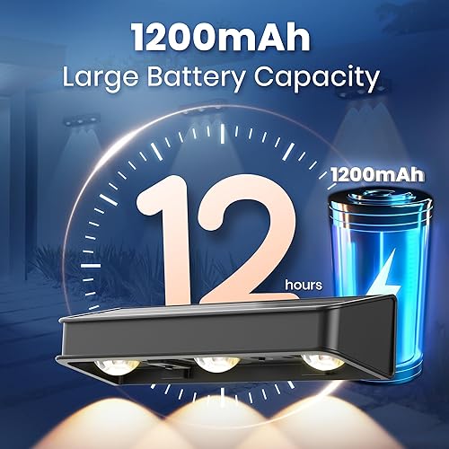 Miniatura 2 de Luces solares para valla, luces solares de pared de 1200 mAh para exteriores, impermeables, IP65, LED para patio trasero, patio, porche delantero,