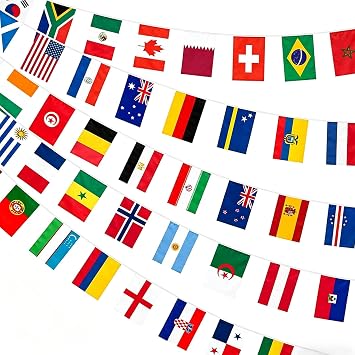 World Cup Decorations, World Flag Decorations 2026 with 48 Participating Countries Bunting, International Sports Events Banner for Soccer Bar Club Garden Street Sports Party Decor