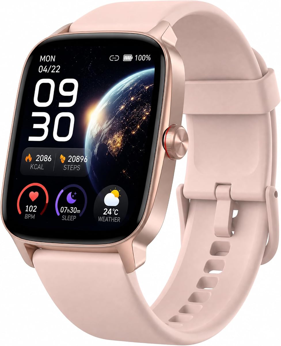 Smart Watch for Men Women, 1.85" HD Touch Screen Smartwatch with Bluetooth Answer/Make Calls, Fitness Tracker Compatible with iPhone Samsung Android iOS Light Pink