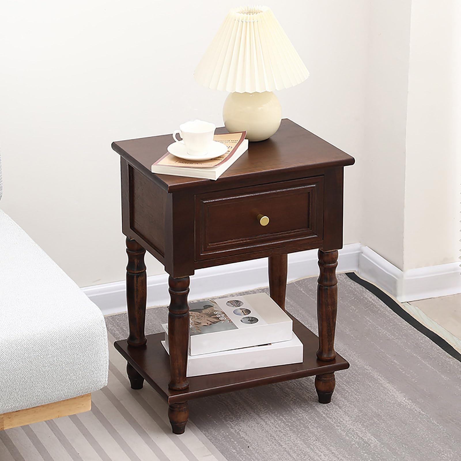 Table de chevet en bois massif moderne avec tiroirs pour petite chambre à coucher