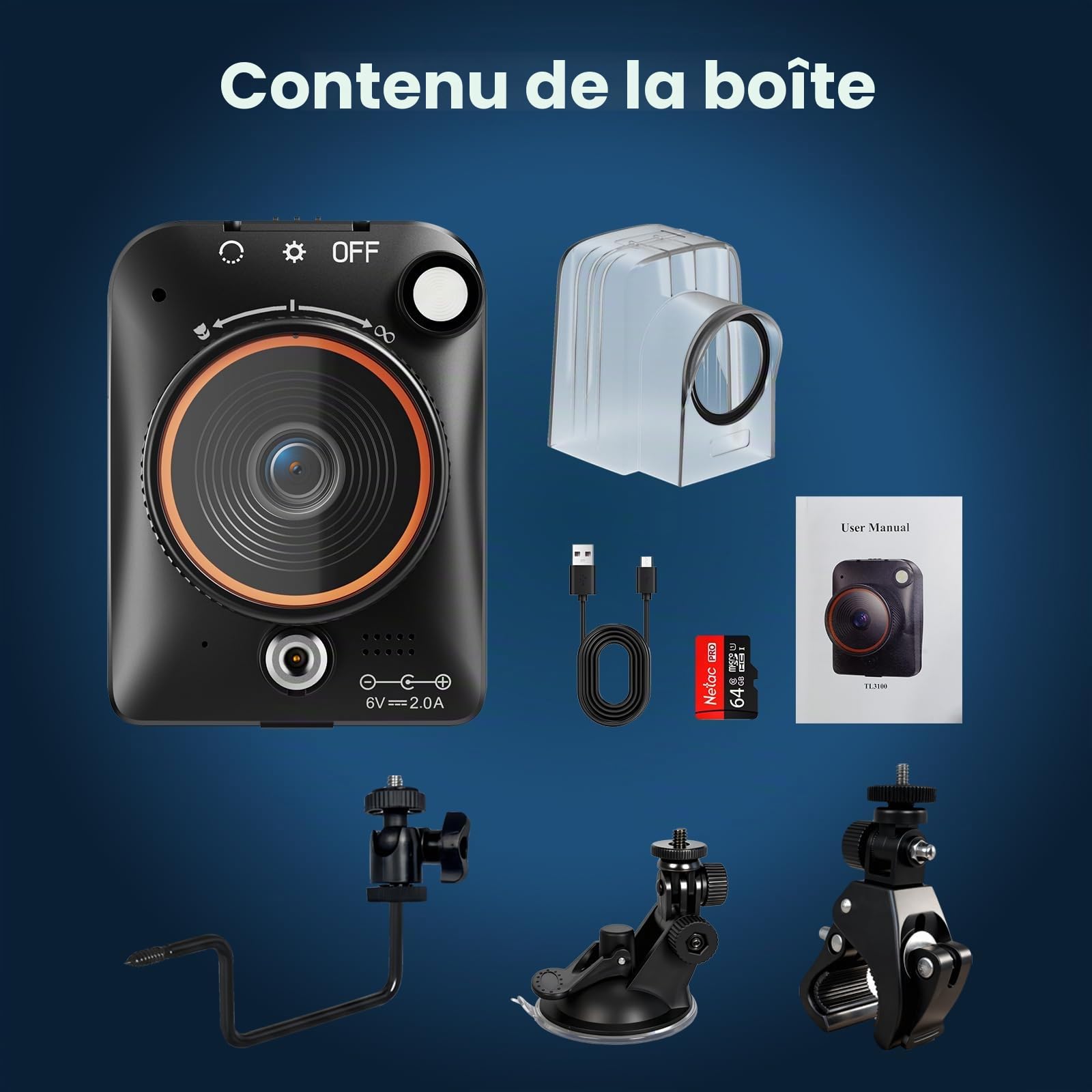 WiFi Caméra Time Lapse 4K AVI 1296P MP4 Video 48MP Camera de Chantier, Enregistrement 180 Jours, Zoom Numérique 6X, 2" TFT Caméra Timelapse, Camera Time-Lapse pour Chantiers de Construction(32 Go)